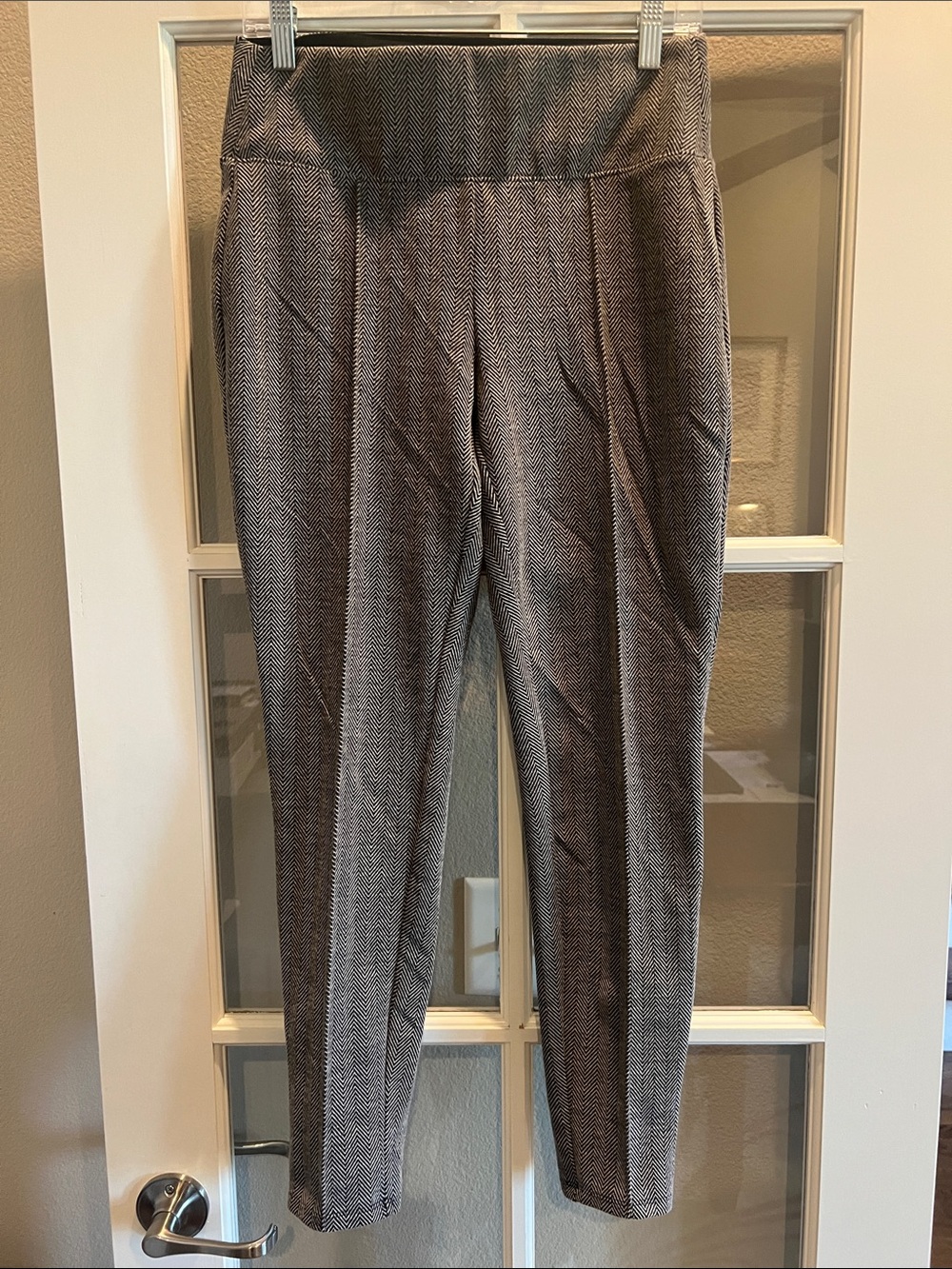Nine West Black and White Herringbone Ponte Jeggings